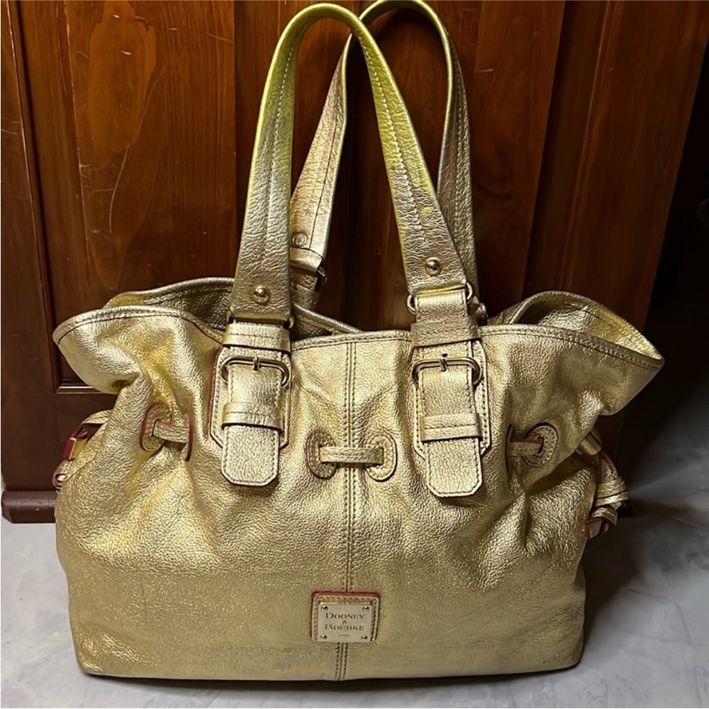 Dooney & Bourke Gold Metallic Tote with Double Handles